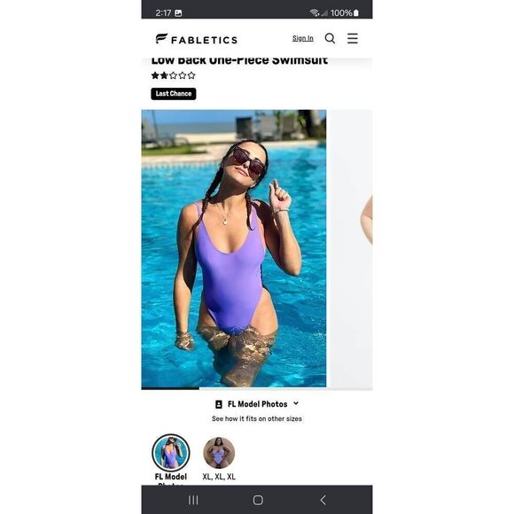 New Small Fabletic Wild Wisteria Purple NOA Sexy One Piece Swimsuit Bathing Suit - Picture 4 of 11